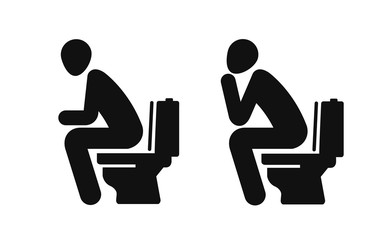 WC, funny symbol. Man sitting on toilet. Vector illustration