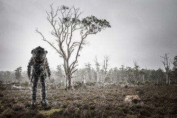 Adventure of spaceman. Mixed media