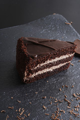 cake prague chocolate dessert on stone background black