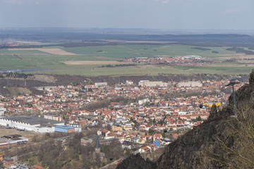 Naklejka premium View from the Hexentanzplatz Place to Thale / Harz mountains Germany