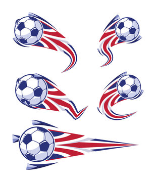 Football blue white red and soccer symbols set