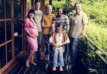 Group of diverse friends together