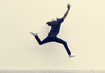 African man jumping