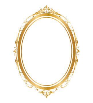 Oval frame and borders Golden frame, Thai pattern, vector illustration