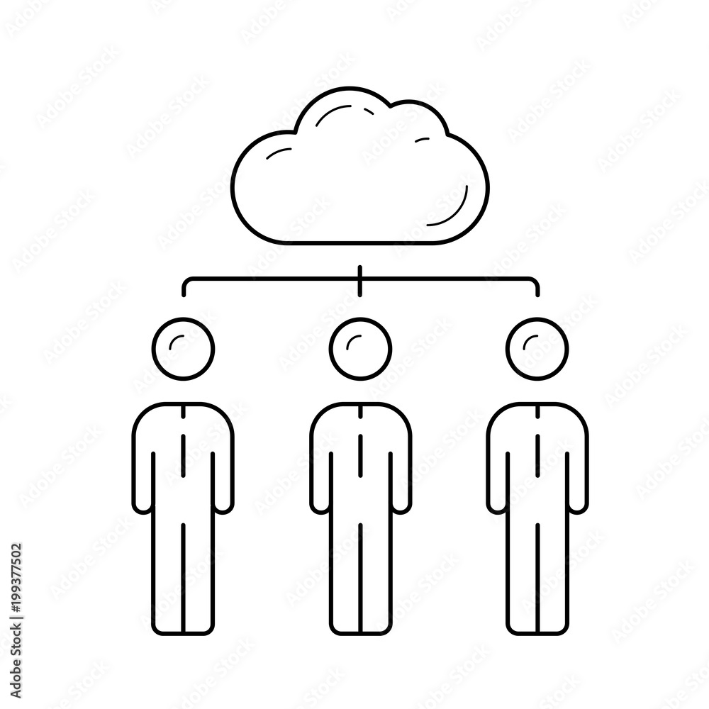 Sticker Cloud network vector line icon isolated on white background