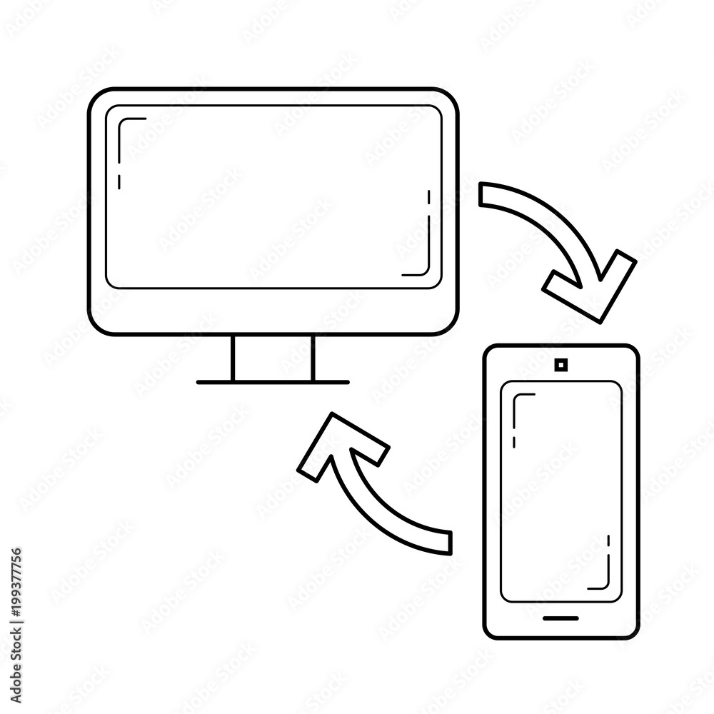 Poster data synchronization vector line icon isolated on white background