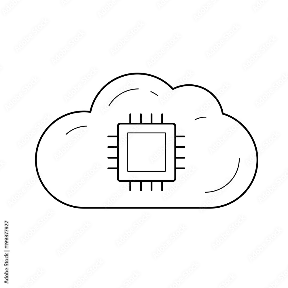 Poster cloud data storage vector line icon isolated on white background. cloud data storage line icon for i