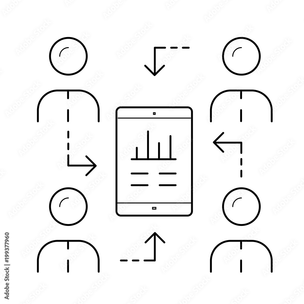 Poster server synchronization vector line icon isolated on white background