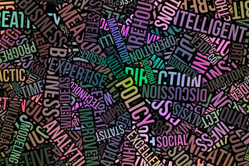 Abstract conceptual words cloud business. Wallpaper, message, digital & web.