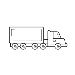 Cargo truck vector line icon isolated on white background. Cargo truck line icon for infographic, website or app. Icon designed on a grid system.