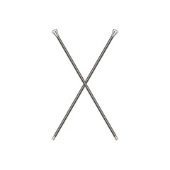 Two crossed elegant walking sticks