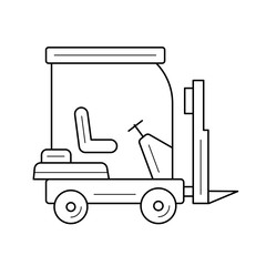 Forklift vector line icon isolated on white background. Logistic forklift line icon for infographic, website or app. Icon designed on a grid system.