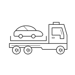 Tow truck vector line icon isolated on white background. Tow truck line icon for infographic, website or app. Icon designed on a grid system.