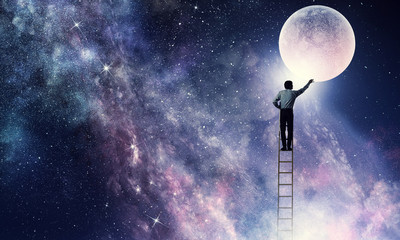 Man that get moon . Mixed media