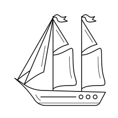 Sailboat vector line icon isolated on white background. Sailboat line icon for infographic, website or app. Icon designed on a grid system.