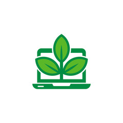 Laptop Nature Logo Icon Design