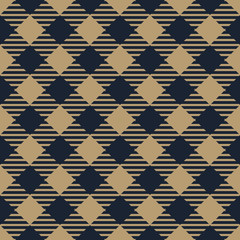 Seamless tan blue and brown basic plaid checked fashion pattern vector