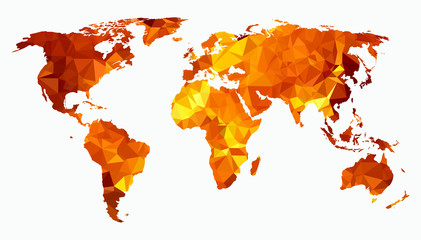 World map triangulated silhouette. Isolated on white background. © 1000pixels