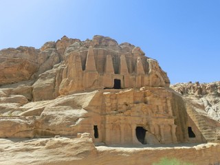 Elaborate cut rocks in Petra, Jordan