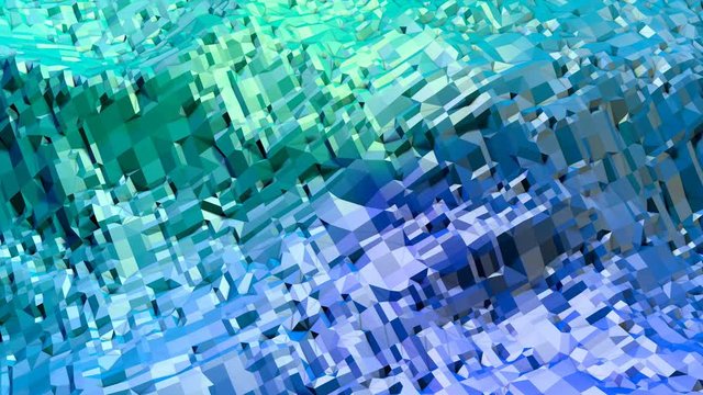 Abstract low poly style looped background. 3d seamless animation in 4k. Modern gradient colors. Green blue surface shimmers and shines 10