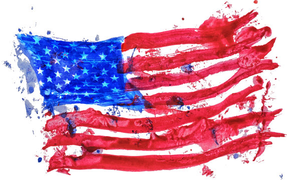 United states of America flag painted by hand and watercolors EPS10 vector illustration,