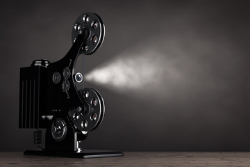 Naklejka premium Retro Movie Film Cinema Projector. 3d Rendering