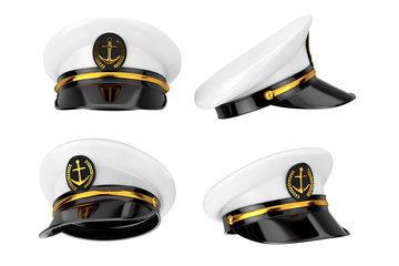 Fototapeta premium Naval Officer, Admiral, Navy Ship Captain Hat. 3d Rendering