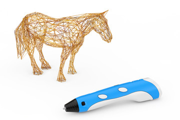 3d Printing Pen Print Abstract Horse. 3d Rendering