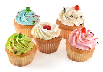 mini tasty cupcake isolated on white background
