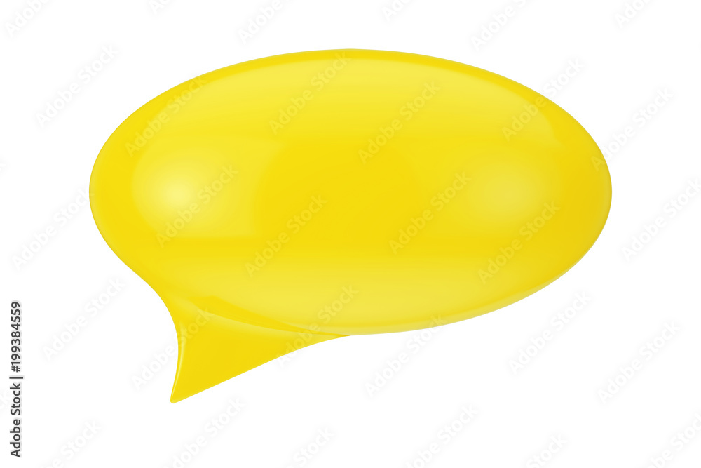 Poster yellow speech bubble with blank space for yours sign. 3d rendering