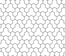 Behang Naadloze achtergrond voor uw ontwerpen. Moderne vector zwart-wit sieraad. Geometrisch abstract patroon © Fine Art Studio