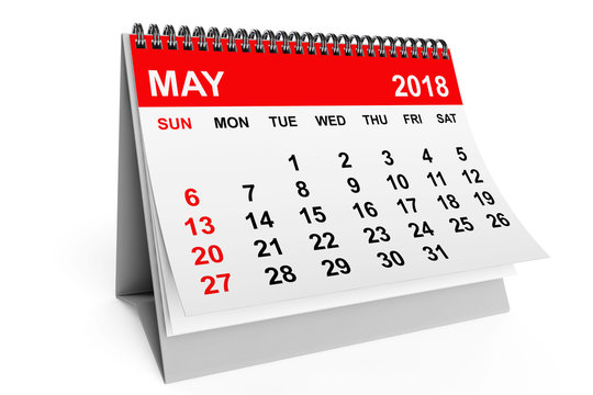 Calendar May 2018. 3d rendering