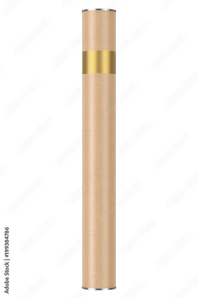Poster cardboard tube package box container mockup. 3d rendering