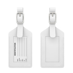 White Leather Luggage Identification Label Tag with Name, Address, City, State and Phone Fields. 3d Rendering