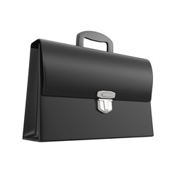 Black Leather Briefcase with Silver Buckle. 3d Rendering