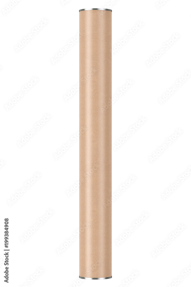 Poster cardboard tube package box container mockup. 3d rendering