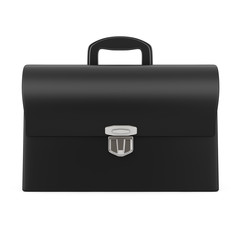 Black Leather Briefcase with Silver Buckle. 3d Rendering