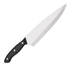 Steel Kitchen Chef Knife. 3d Rendering