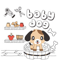  stock cute dog illustration doodle icon set