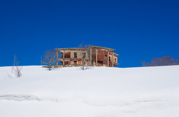 Rieti (Italy) - The summit of Monte Terminillo with snow. 2216 meters, Terminillo Mount is named the Mountain of Rome, located in Apennine range, central Italy