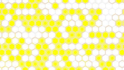 Abstract 3d background made of white hexagons on blue glowing background