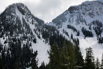 Snoqualmie Summit in the winter mountain peaks