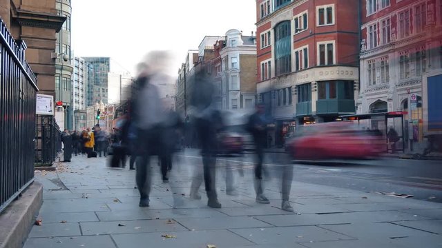 Time Lapse. People Going To Work.