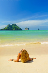 woman resting at the  tropical Thailand beach