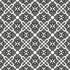 Ornamental seamless floral ethnic black and white pattern