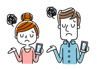 男性と女性：スマートフォン