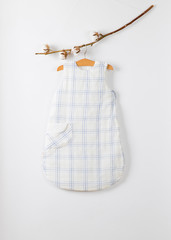 Infant warm sleeping bag isolated over white.With clipping path.