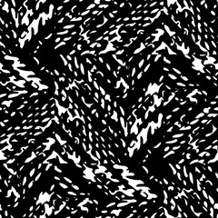Black and White Seamless Ethnic Boho Pattern. Ikat. Background for Surface Design - 199388977