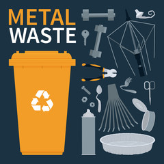 Scrap metal waste objects in vector