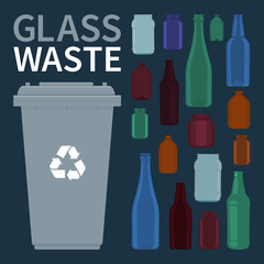 Recycle glass bottles and jars vector - 199389124